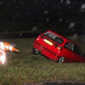 Rechtdoor in de sloot N206 Katwijk